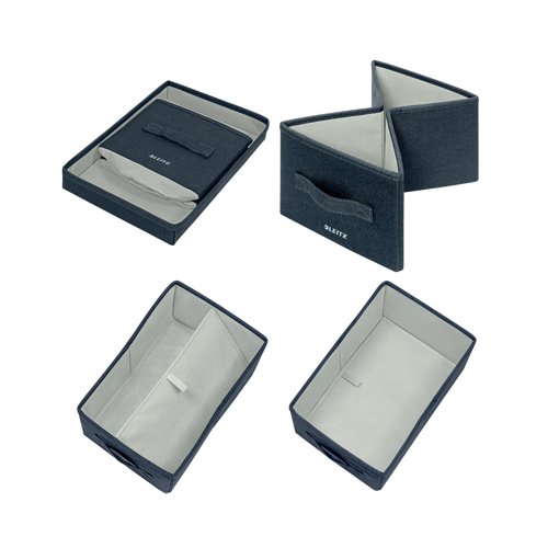 Leitz Fabric Storage Box with Lid Twinpack Small Grey 61460089