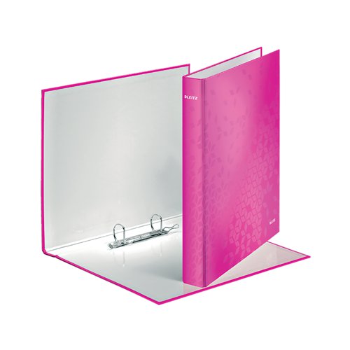 Leitz WOW Ring Binder 2 D-Ring 25mm A4 Pink (Pack of 10) 42410023 | LZ32865 | ACCO Brands