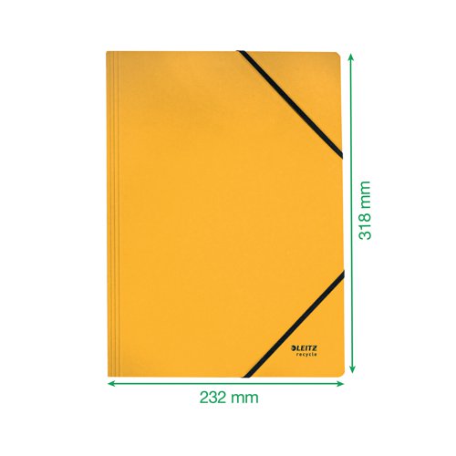 Leitz Recycle Card Folder/Elastic Bands A4 Yellow (Pack of 10) 39080015 | LZ61111 | ACCO Brands