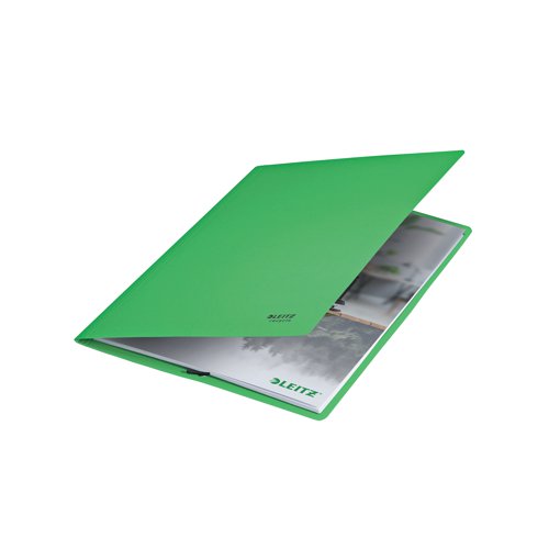 From the Leitz Recycle range, an eye-catching, premium quality card folder with elastic bands. One of the most used types of folder for document protection and transportation. With corner elastic bands to prevent documents from sliding out. Made from 100% recycled card, climate neutral, 100% recyclable and with Blue Angel environmental certification. This robust and practical elastic folder, made from 430gsm card perfectly complements other products from the Leitz Recycle range and is made to last. Modern and contemporary green stationery that will look great at home and the office. With this eco friendly Recycle range from Leitz you can both improve your office environment and the environment of our planet. Pack contains 10 green folders. Buy any 2 Leitz Recycle products and ACCO will plant 30 trees, log your purchase on www.leitz.com to activate.