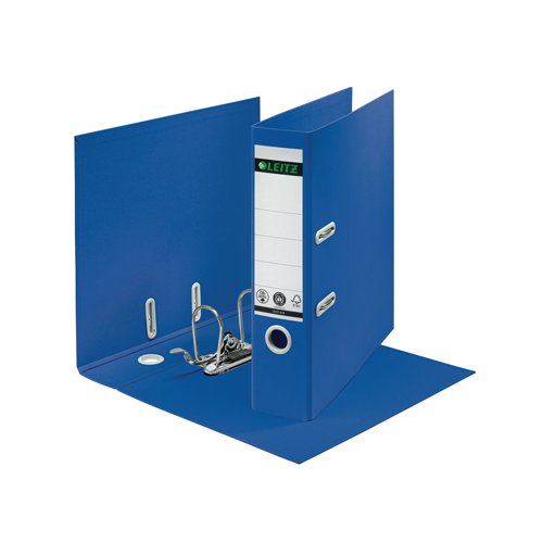 These eye-catching, premium quality, lever arch files are made from recycled materials which can be disassembled and fully recycled. The environmentally friendly Recycle range from Leitz is climate neutral, 100% recyclable and certified Blue Angel. This robust, 80mm wide, lever arch file in blue, complements other products from the Leitz Recycle range and is made to last. Suitable for A4 documents, this modern and contemporary stationery will look great at home and in the office. Supplied in a pack of 10.