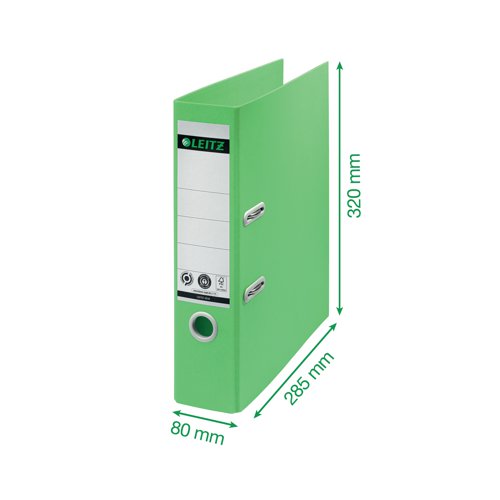 LZ61506 Leitz Recycle Lever Arch File A4 80mm Green (Pack of 10) 10180055