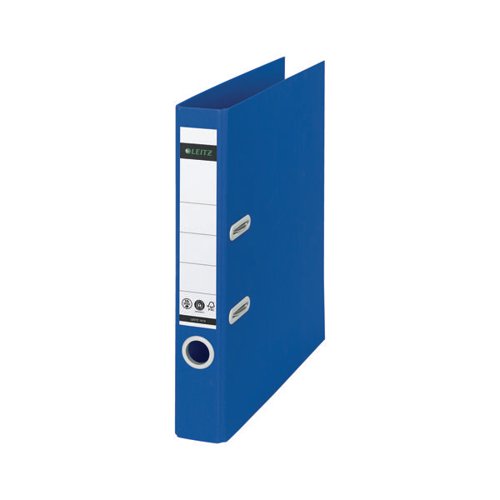 These eye-catching, premium quality, lever arch files are made from recycled materials which can be disassembled and fully recycled. The environmentally friendly Recycle range from Leitz is climate neutral, 100% recyclable and certified Blue Angel. This robust, 50mm wide, lever arch file in blue, complements other products from the Leitz Recycle range and is made to last. Suitable for A4 documents, this modern and contemporary stationery will look great at home and in the office. Supplied in a pack of 10.