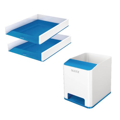 Leitz WOW BlueLetter Trays + FOC Pen Pot (2 Trays + 1 Pen Pot) LZ810799
