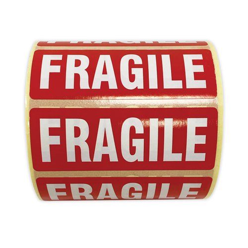 This roll of parcel labels printed with 'Fragile', offers a visible instruction to handlers, carriers and customers to be careful with the packaged goods. Supplied in a pack of 1000 labels on 1 roll, the labels help to prevent damage to fragile items sent through the postal system.