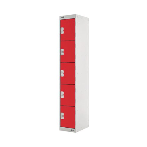 Five Compartment Locker 300x300x1800mm Red Door MC00029