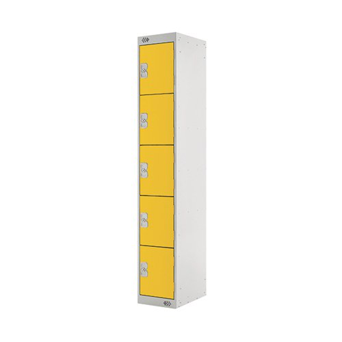 Five Compartment Locker 300x300x1800mm Yellow Door MC00030
