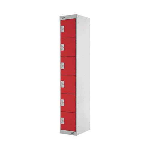 Six Compartment Locker 300x450x1800mm Red Door MC00071