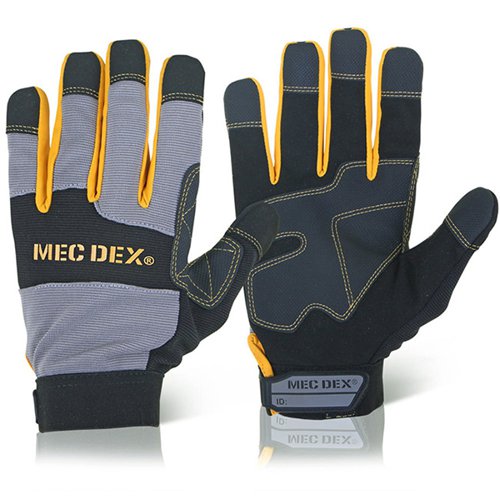Mec DexWork Passion Impact Mechanics Gloves 1 Pair Black/Grey 2XL