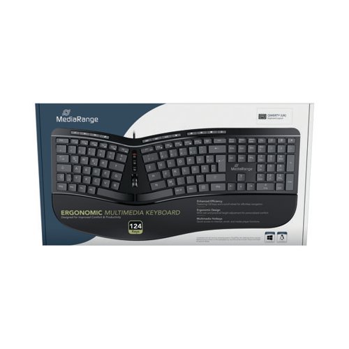 MediaRange Wired Ergonomic Multimedia Keyboard Black MROS120-UK