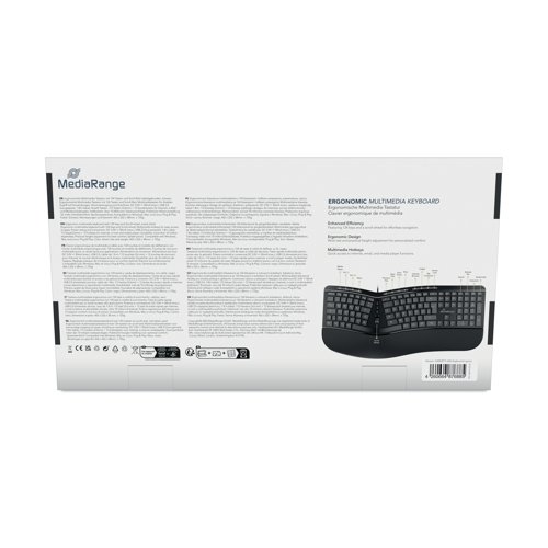 MediaRange Wired Ergonomic Multimedia Keyboard Black MROS120-UK