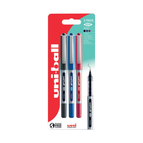 Uni-Ball Eye Micro UB-150 Rollerball Blister Pack Assorted (Pack of 3) 238212076
