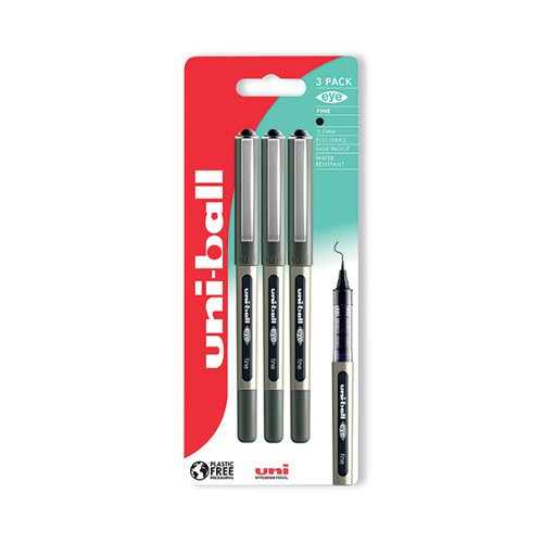 Uni-Ball Eye UB-157 Rollerball Pen Fine Black (Pack of 3) 238212078