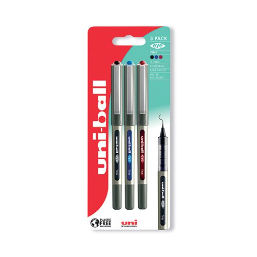Uni-Ball Eye UB-157 Rollerball Pen Fine Assorted (Pack of 3) 238212079