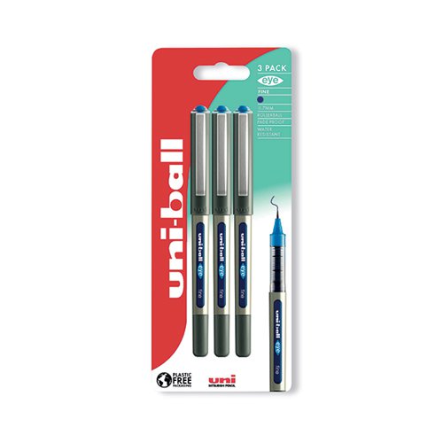 Uni-Ball Eye UB-157 Rollerball Pen Fine Blue (Pack of 3) 238212182