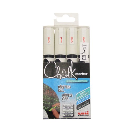Uni-Ball UniChalk Chalk Marker Medium White (Pack of 4) 153494342