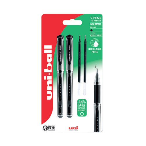 Uni-Ball Gel Impact Rollerball Twin Pack Plus 2 Refill Black (Pack of 4) 238212446