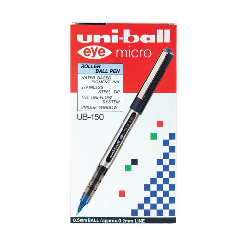 MI150BU Uni-Ball UB-150 Eye Rollerball Pen Fine Blue (Pack of 12) 162552000