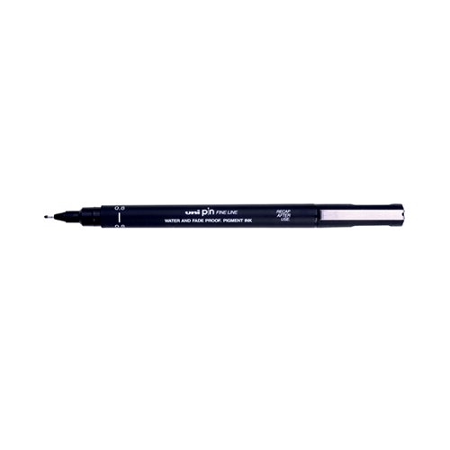 Uni-Ball PIN08-200 S Fineliner Pen 0.8mm Black (Pack of 12) 482380000
