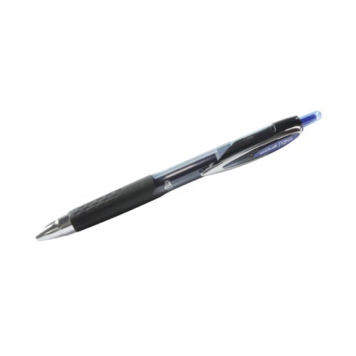 This Uni-Ball Signo 207 Rollerball Pen contains smooth gel ink, which is fade resistant, water resistant and tamper proof. The 0.7mm tip writes a 0.5mm line width for everyday use at home, school, or in the office. The pen has a convenient retractable design, comfortable rubber grip and a transparent barrel for monitoring remaining ink levels. This pack contains 12 pens with black ink.