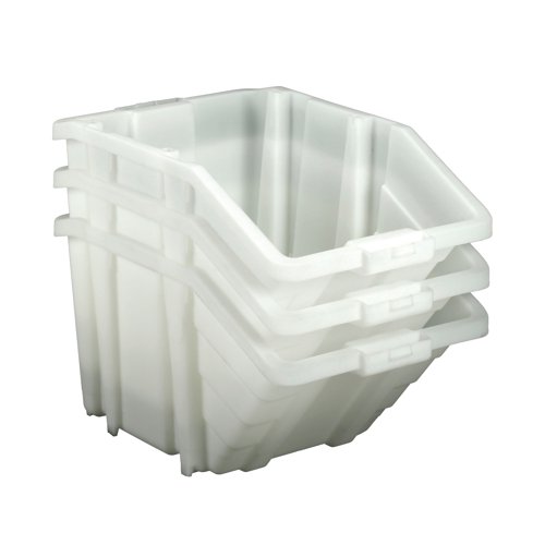 MJ07674 | These multifunctional storage bins with blue lids are ideal for separating items and colour coding them. The hinged lids are removable, and the boxes can be stacked with or without the lids. Made of polypropylene, each container has a 50-litre capacity.