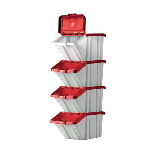 Barton Multifunctional Storage Bins Red Lids (Pack of 4) 052102/4
