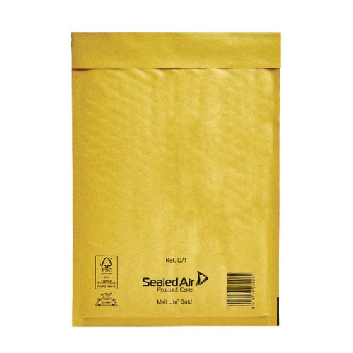 Mail Lite Gold Bubble Bag 180x260mm (Internal Size) Peel and Seal D/1 612071 [Box 100]