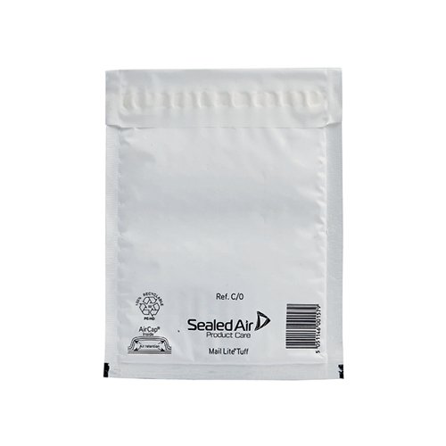Mail Lite Tuff Bubble Lined Postal Bag Size C/0 150x210mm White (Pack of 100) 103015250