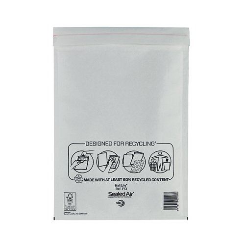Mail Lite Bubble Lined Postal Bag Size F/3 220x330mm White (Pack of 50) MLW F/3