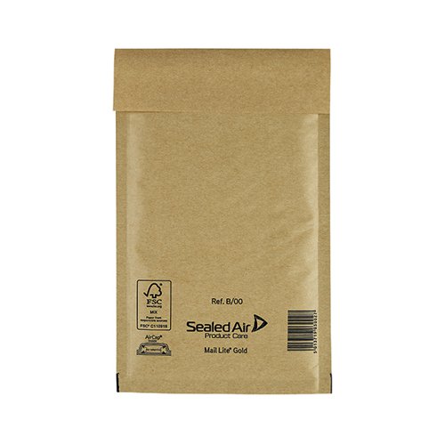Mail Lite Bubble Postal Bag Gold B00-120x210 (Pack of 100) 101098090 Padded Bags MQ27106
