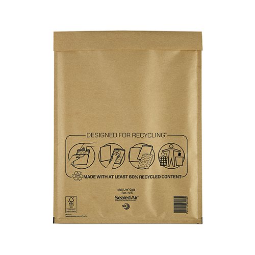Mail Lite Bubble Postal Bag Gold H5-270x360 (Pack of 50) 101098097