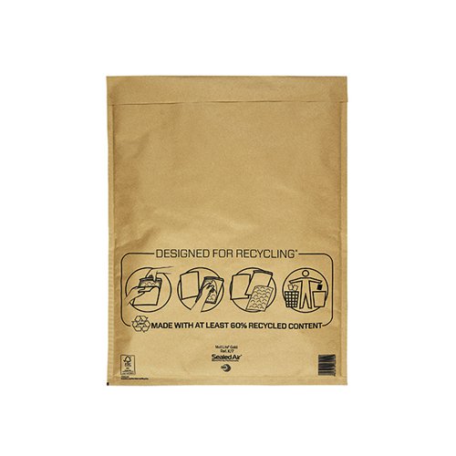 Mail Lite Bubble Lined Postal Bag Size K/7 350x470mm Gold (Pack of 50) MLGK/7