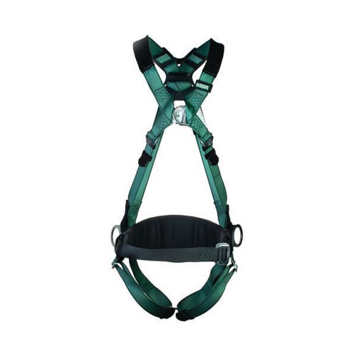 MSA V-Form Full Body Back Chest Hip D-Ring Qwik-Fit Safety Harness with Waistbelt