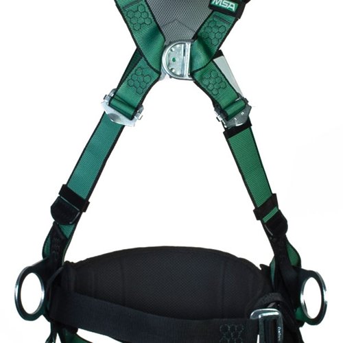 MSA V-Form+ Full Body Back Chest Hip D-Ring Bayonet Safety Harness with Waistbelt Green XS