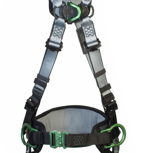 MSA V-Fit Back Chest Hip D-Ring Bayonet Safety Harness with Waistbelt Black XS
