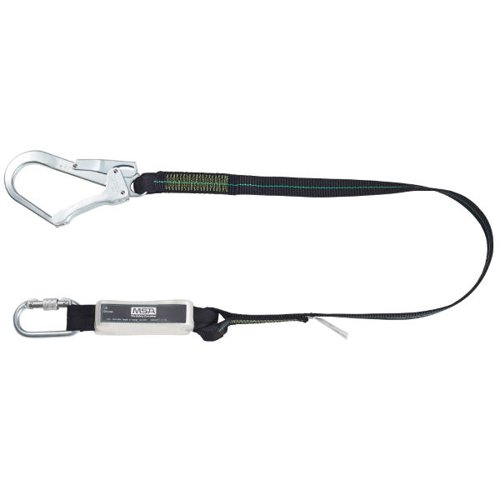 MSA37546 | Energy absorbing lanyards provide a means of connection between the fall arrest attachment of MSA full body harnesses and a qualified anchorage point. The energy absorber keeps fall arrest forces below 6 kN.