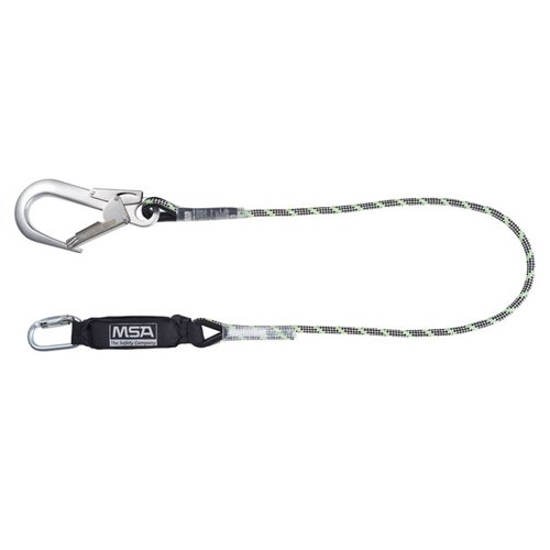 MSA37549 | Energy-absorbing lanyards provide a means of connection between the fall arrest attachment of MSA full body harnesses and a qualified anchorage point. The energy absorber keeps fall arrest forces below 6 kN.