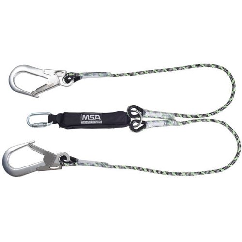 MSA37550 | Energy-absorbing lanyards provide a means of connection between the fall arrest attachment of MSA full body harnesses and a qualified anchorage point. The energy absorber keeps fall arrest forces below 6 kN.