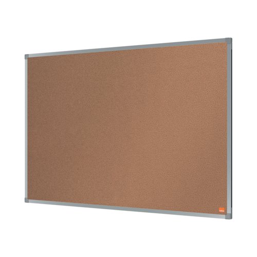 Display notes and notices on this Essence cork notice board featuring an anodised aluminum trim. The board is suitable for fixing with a through corner wall mounting for a secure fit. Measuring 900 x 600mm, the cork surface ensures pins are held securely to keep notices in place.