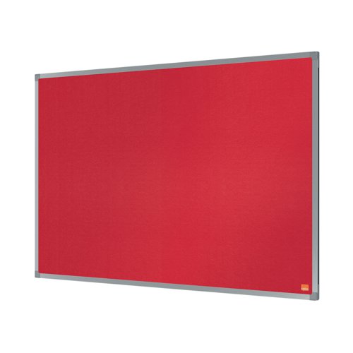 Pin and display notices to this Essence felt notice board featuring an anodised aluminum trim. The board can be fixed with a through corner wall mounting for a secure fit. Measuring 900 x 600mm, this red felt board will suit many interior designs.