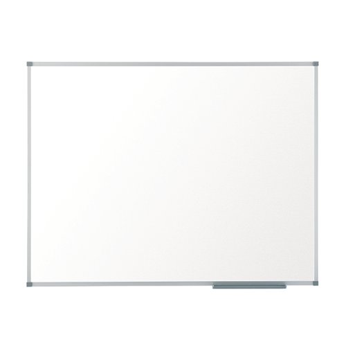 This Nobo Melamine Whiteboard features a standard melamine surface suitable for light use in meeting rooms, training rooms, staff rooms and more. The board also features a durable aluminium frame with a handy, removable pen tray. This pack contains 1 board measuring 2400 x 1200mm, with wall fixings included.