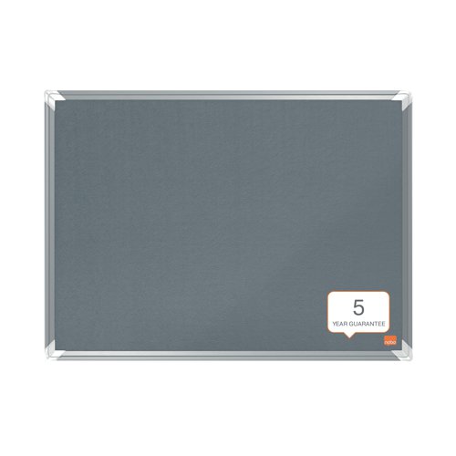 Nobo Premium Plus Felt Notice Board 600 x 450mm Grey 1915194 Pin Boards NB60866