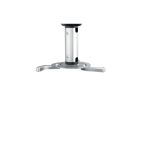 This ceiling mount is easy to install and suitable for projectors using the mounting holes on the bottom side of the projector. Supporting the weight of up to 15kg, this height and depth adjustable mount features tilt, rotate and swivel technology, allowing most viewing angles. Supplied in silver.