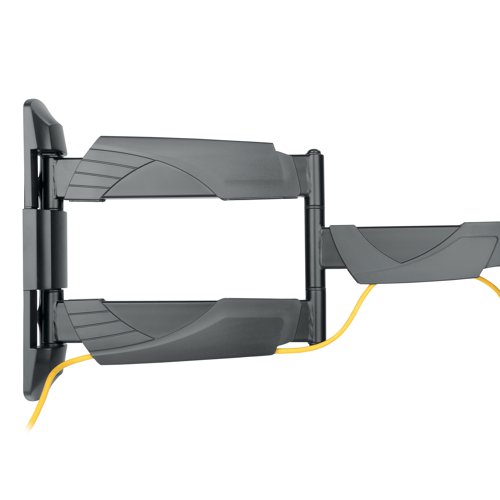 This full motion wall mount is easy to install with tilt and swivel technology, allowing most viewing angles. Perfect for effortlessly pulling out the display from the wall to the desired angle when in use and returning it when finished. Supporting the weight of up to 25kg, it is compatible with televisions and monitors from 23 to 55 inches. Supplied in black.