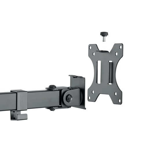 NEO44641 | The Neomounts Dual Monitor Arm is a tilt, swivel and rotatable desk mount for flat screens up to 32 inches and notebooks up to 15.6 inches. A great choice for space saving placement on desks using a desk clamp or grommet. The unique tilt (+45 degree/-45 degree), swivel (180 degree) and rotate (360 degree) technology allows the mount to change to any viewing angle to fully benefit from the capabilities of the flat screen. The mount is manually height and depth adjustable. The mount has three pivot points and has a weight capacity of 8kg for the screen and 4.5kg for the notebook. By using an ergonomic mount neck and back complaints can be avoided.