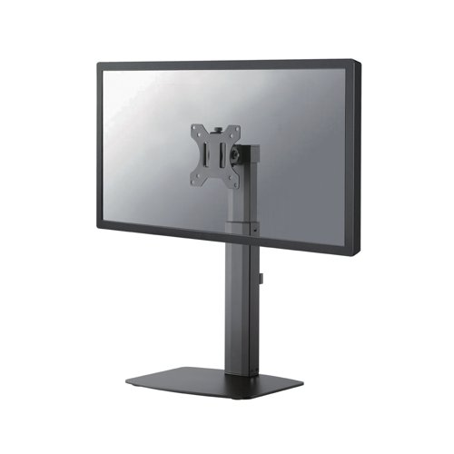 Neomounts Single Monitor Arm is a tilt, swivel and rotatable desk mount for flat screens up to 32 inches. This mount is a great choice for space saving placement on desks using a desk stand. The versatile tilt (40 degree), rotate (360 degree) and swivel (20 degree) technology allows the mount to change to any viewing angle to fully benefit from the capabilities of the flat screen. The mount is manually height adjustable from 35-47cm with a depth of 5cm. The monitor arm has one pivot point and the weight capacity of this product is 7kg. The desk mount is suitable for screens that meet VESA hole pattern 75x75 or 100x100mm.