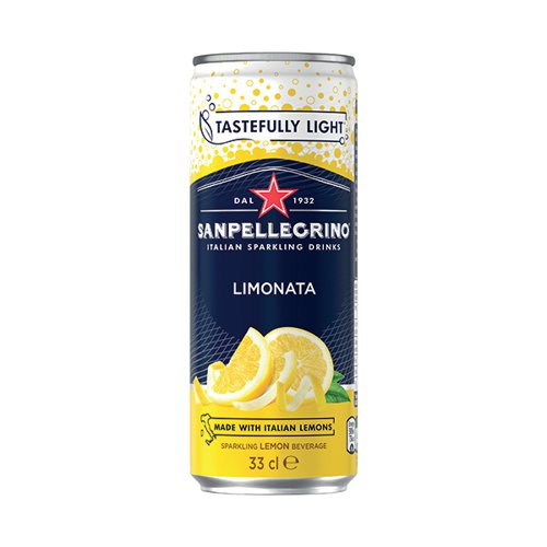 San Pellegrino Sparkling Limonata/ Lemon Soft Drink Can 330ml (Pack of 24)