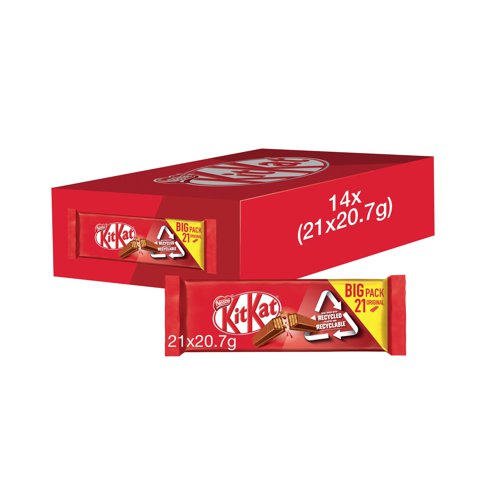 Nestle KitKat Milk Chocolate 2 Finger (Pack of 21) 12539147 - Nestle - NL21948 - McArdle Computer and Office Supplies