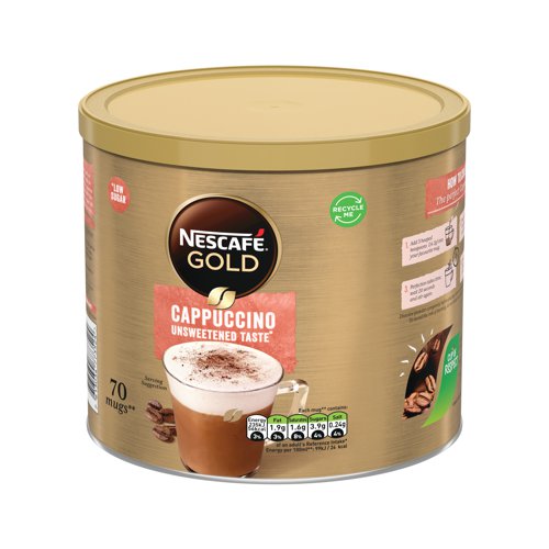 Nescafe Gold Cappuccino Unsweetend Taste Instant Coffee 1Kg 12405010 - Nestle - NL30707 - McArdle Computer and Office Supplies