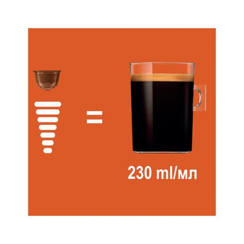 NL44242 | Americano Intenso powerful and full bodied coffee. Each capsule contains enough coffee for one serving. Capsules for use with Dolce Gusto coffee machines. Pack of 48 capsules (Supplied in 3 boxes contains 16 capsules in each).